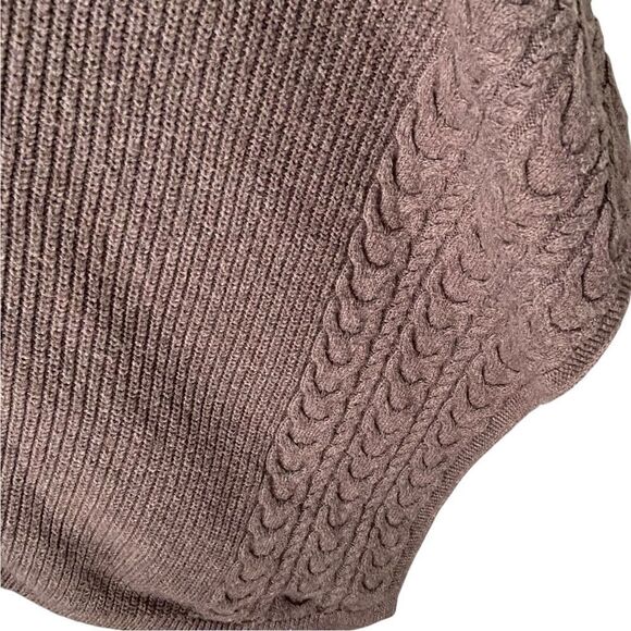J Jill Poncho Heather Mocha Cable Ribbed Knit Cape Pullover One Size - Picture 7 of 8